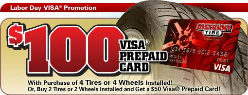 Discount Tire 100 Prepaid Visa Card Rebate With Tire Purchase 