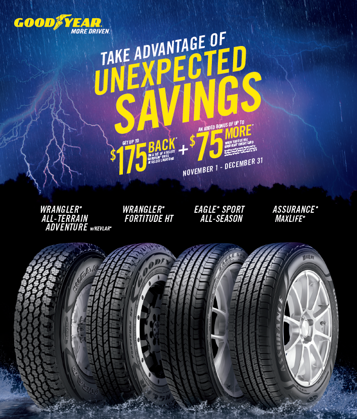 Enjoy Triple Rebates With Goodyear Evans Tire Service Centers
