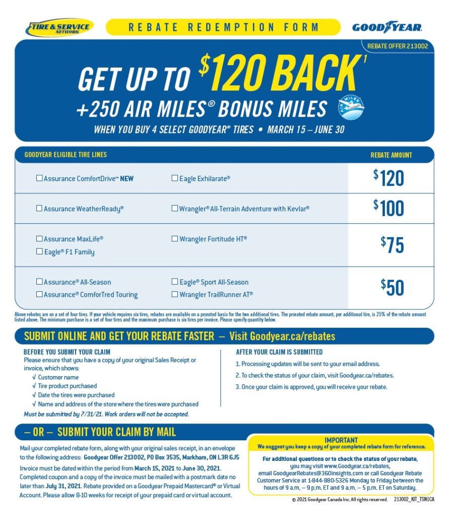 Goodyear Tire Rebate Online Form 2024