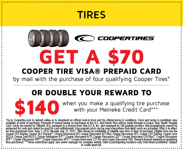 Meineke Up To 140 OFF Cooper Tires July 2015