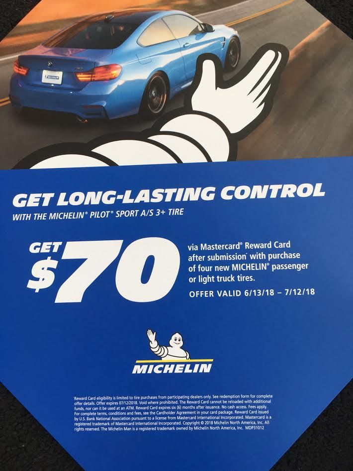Michelin Is Offering A 70 Mastercard Reward Card With The Purchase Of 