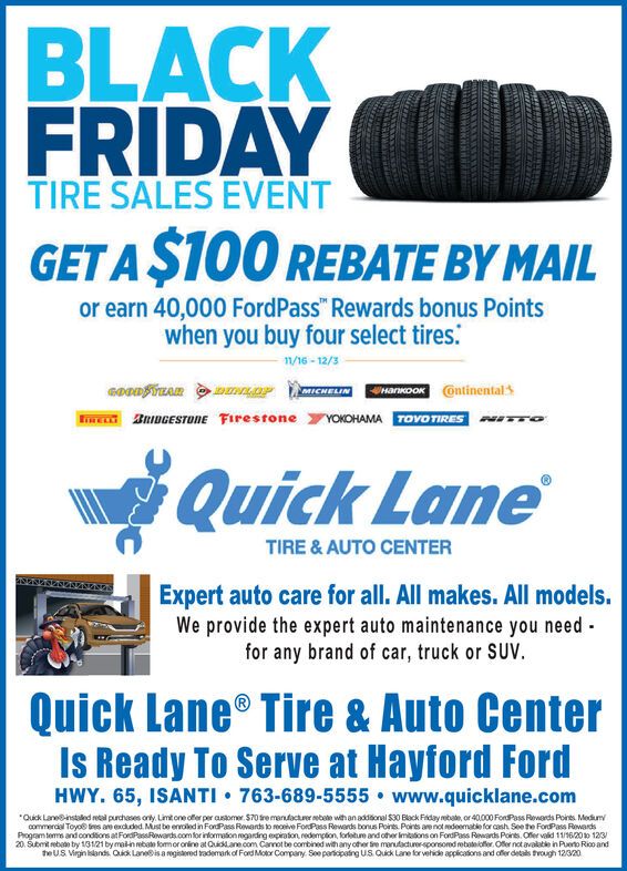 THURSDAY NOVEMBER 12 2020 Ad Quick Lane Tire Auto Center Isanti 