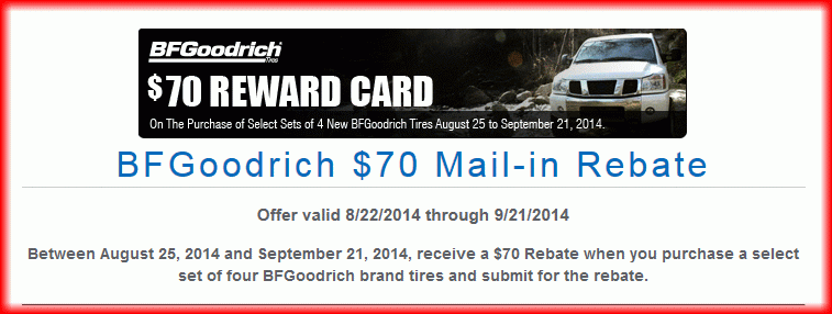 BF Goodrich Tire Coupons New Rebate For January 2018