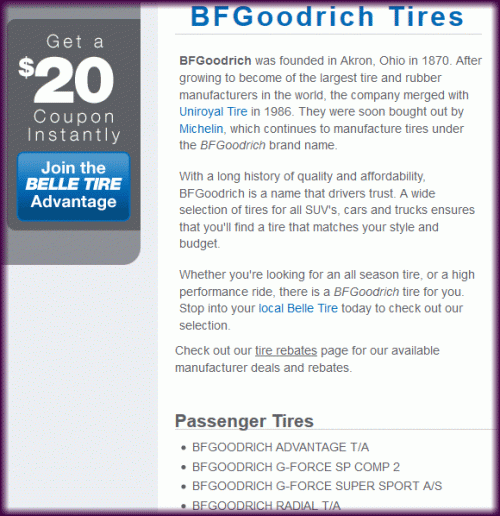 BF Goodrich Tire Coupons New Rebate For January 2018