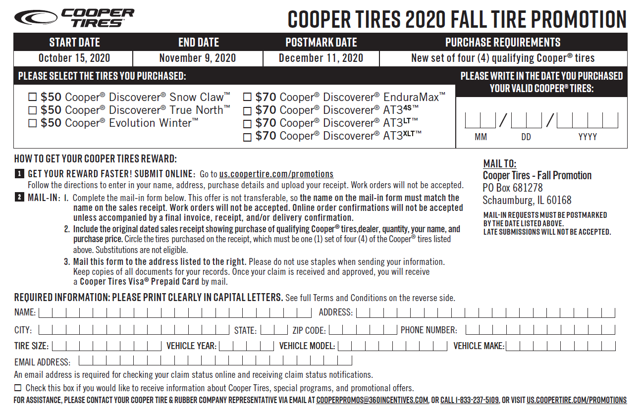 Cooper Discoverer Rebate Form