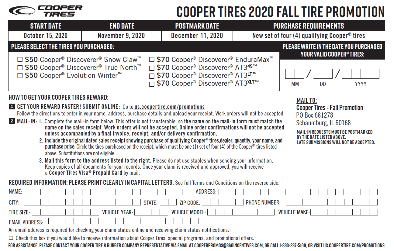 Cooper Tire Rebate Form June 2022 2022 Tirerebate