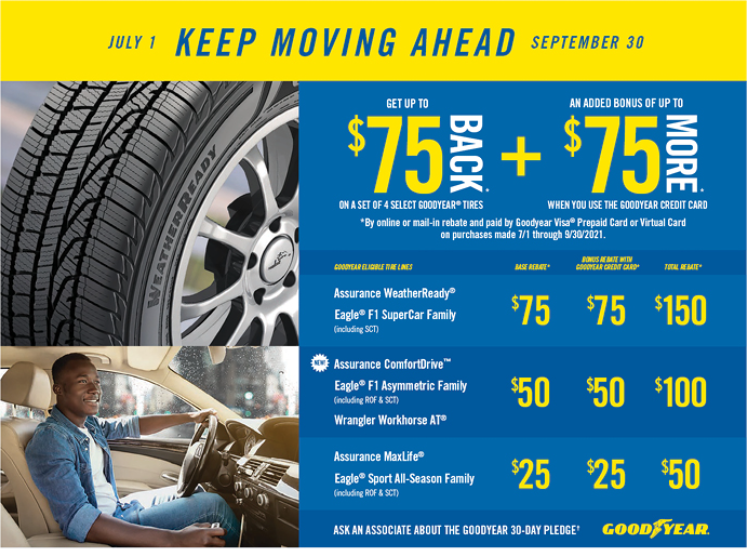 Enjoy Double Rebates With Goodyear Evans Tire Service Centers