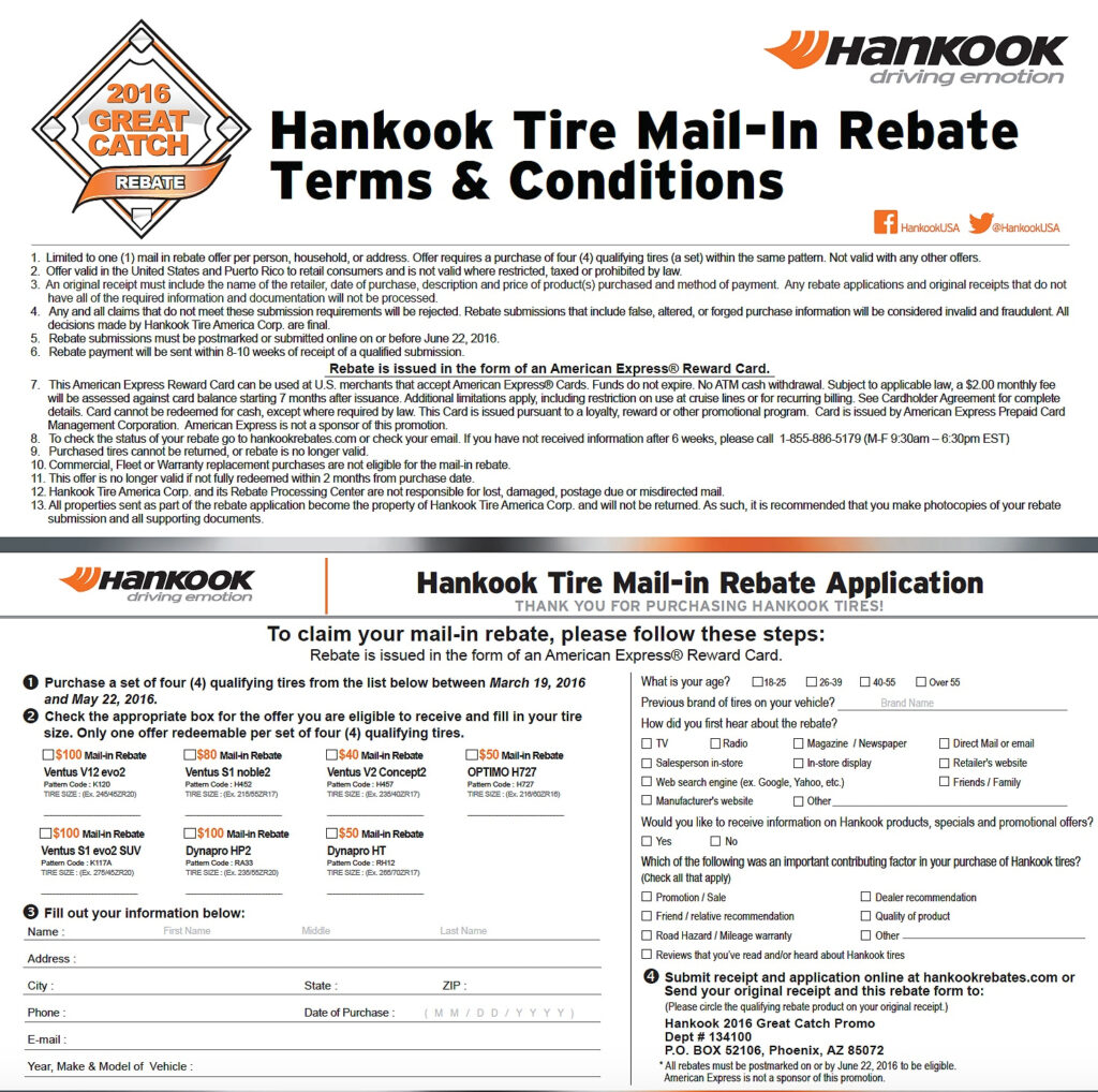 Hankook Tire Rebate Special Highlands Ranch