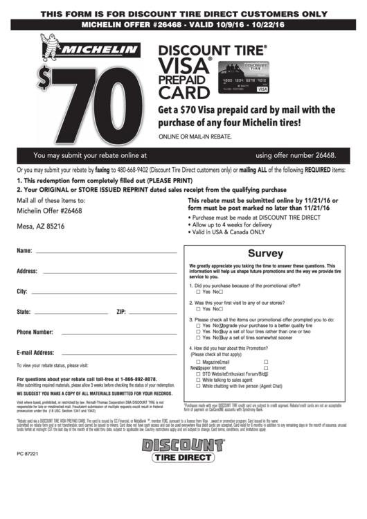 Discount Tire Mail In Rebate Form