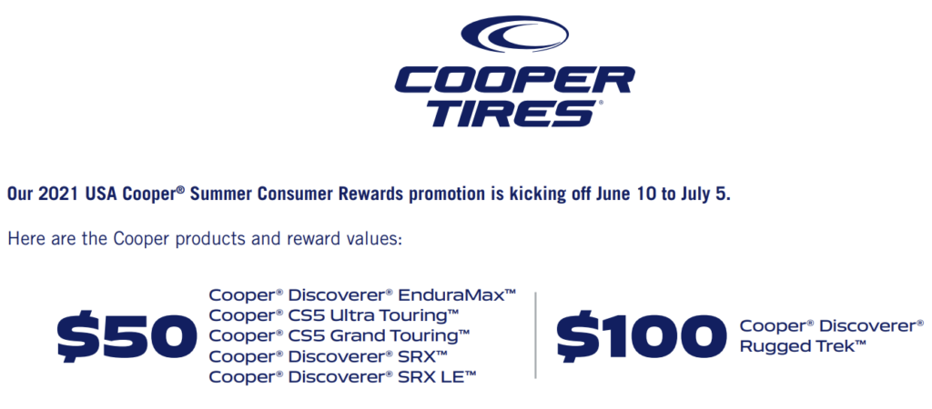 SPONSORED Cooper Tire Summer Rebate Kicks Off On Thursday At Kerle 