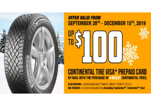 Continental Tire Rebate FREE 100 Visa Prepaid Gift Card