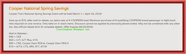 Cooper Tire Rebate And Coupons January 2021