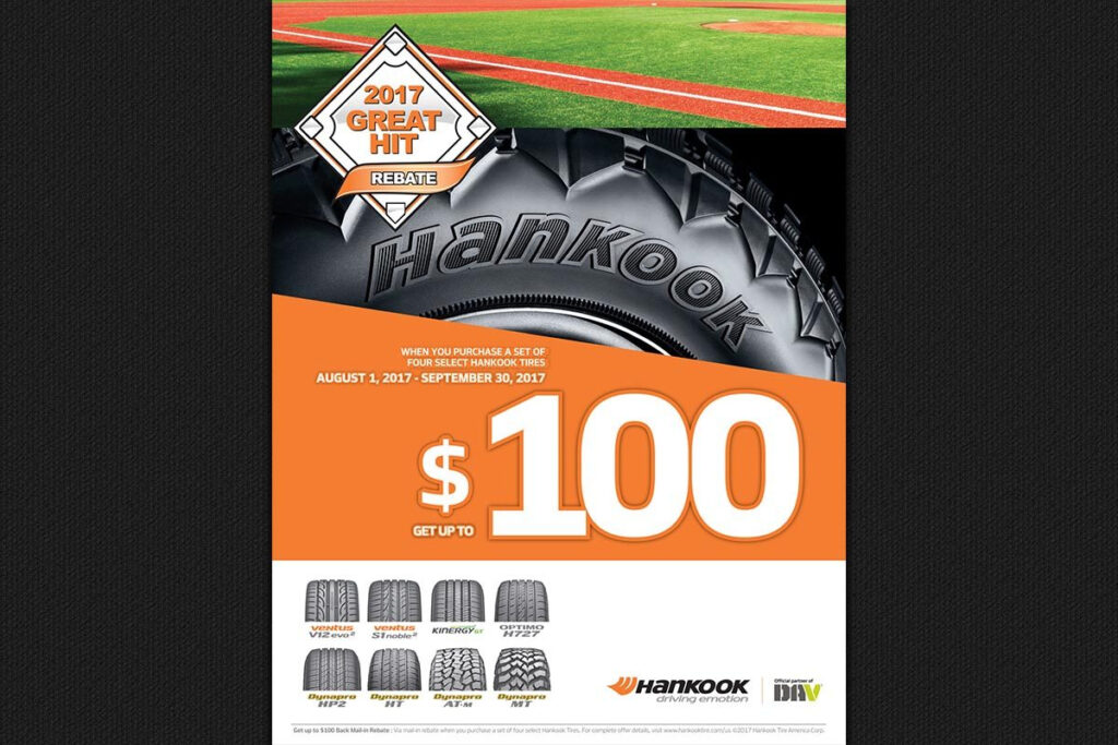 Hankook Tire Delivers Home Run Offer With 2017 Great Hit Rebate 