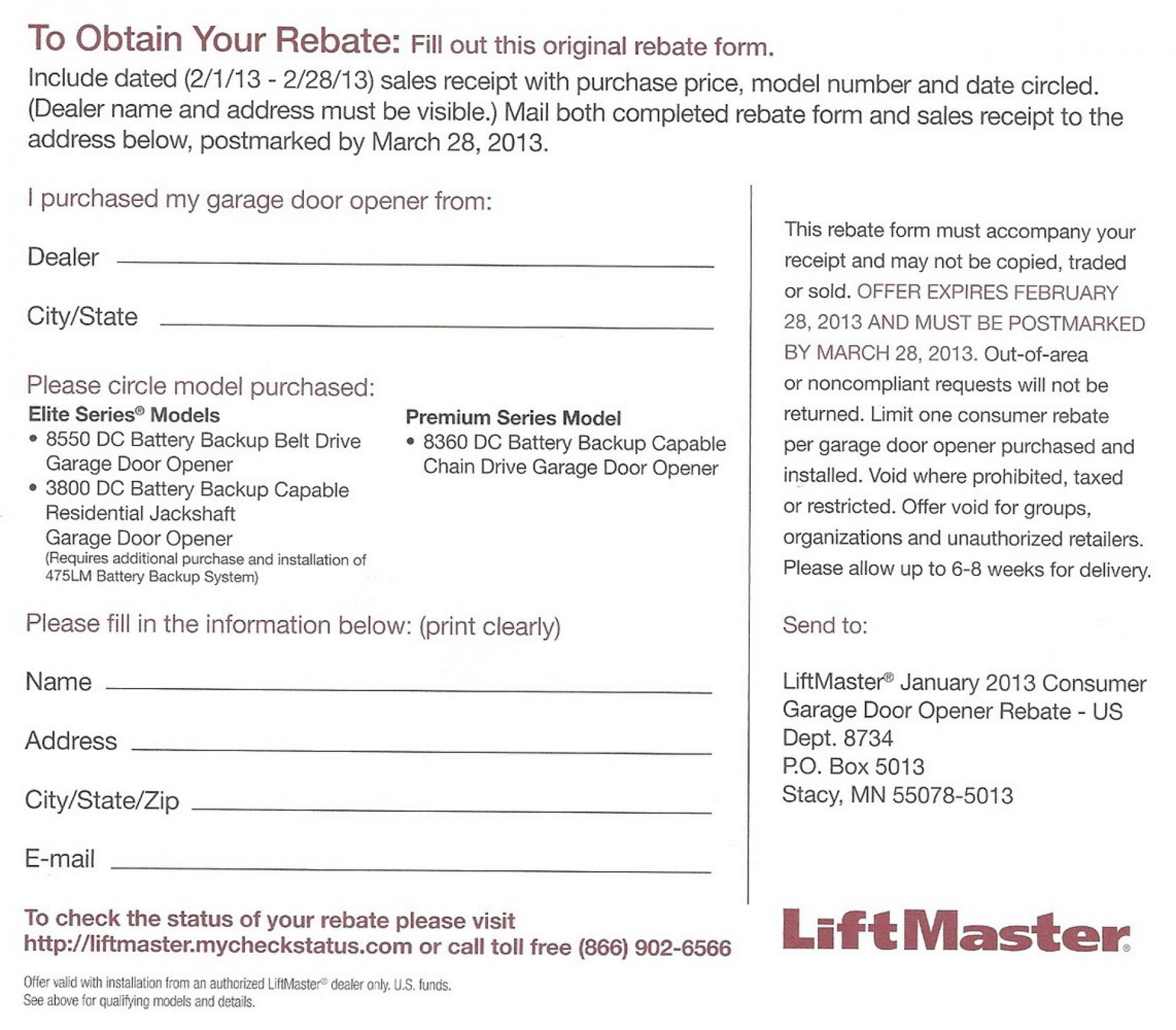 Tireman Rebate Forms