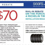 70 Michelin Tire Rebate Sears Coupon April 2018