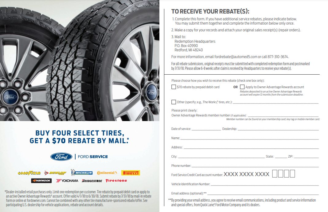 Ford Rebate On Michelin Tires Printable Rebate Form Ford Rebate On Michelin Tires Printable Rebate Form