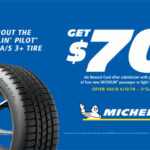 Get 70 Reward Card With Purchase Of 4 New Eligible Michelin Tires